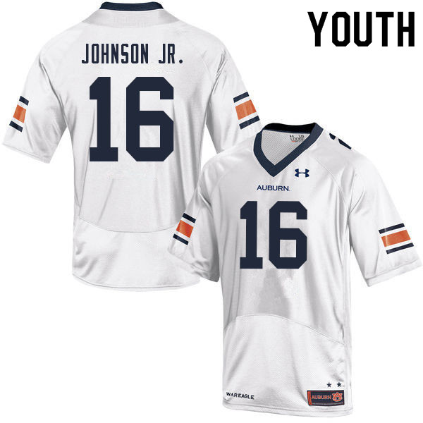 Youth #16 Malcolm Johnson Jr. Auburn Tigers College Football Jerseys Sale-White - Click Image to Close